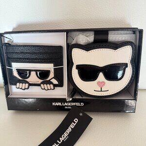 NIB Karl Lagerfeld Paris Karl & Choupette Cat Shoulder Bag Card Case BLACK 198